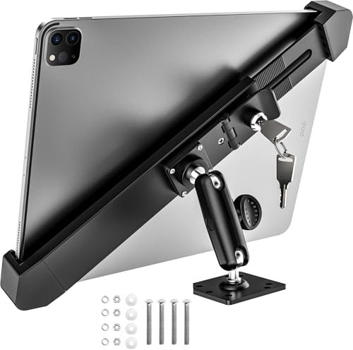 Dosvsi Support Antivol Tablette pour 9-14 Pouces iPad, Support Tablette Verrouillable pour Voiture/Mural/Bureau, Métal Robuste, Rotatif 360 degrés, pour iPad 13 12.9 11, iPad Air 13, Galaxy Tab