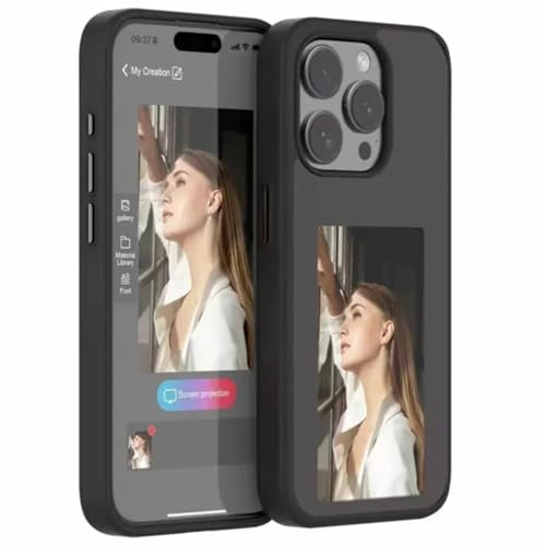 Mycotech Mobile Phone Case Protective Case with E-Ink Display for iPhone 15 Pro Max - NFC-enabled Smartphone Case for Individual Display of Pictures, Photos and Text (15 Pro Max)