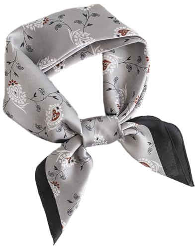 MEDUOLA Damen Halstuch aus Kunstseide Blumen und verschiedene Muster Druckschal Elegantes Accessoire 70CM x 70CM Quadratisches Tuch