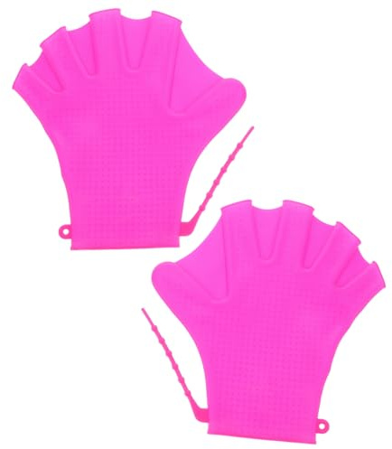 Boy Girl Swimming Gloves 1 Pair Webbed Design for Beginner Swimmers | Silicone Nylon Build, Adjustable Wrist Strap, Breathable Fit, Purple Color, for Aquatic Exercise and Body Surfing