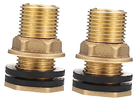 Ipetboom Conector de Latón para Tanque de Agua Mamparo 1/2 Rosca Hembra y Macho, 2 Piezas Juntas, Accesorio para Manguera de Jardín, Conexión Resistente y Anticorrosión para Riego