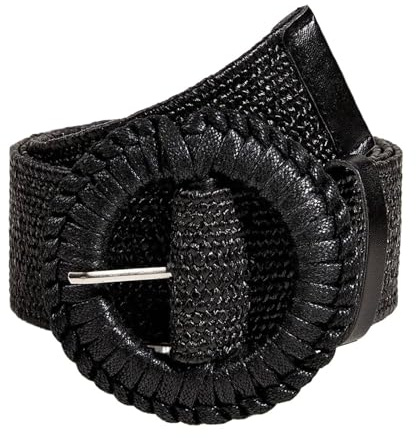 XPJYUA Damen Sommer Stil Stroh Gürtel Handgewebte Schnalle Pp Gras Gürtel flechtgürtel damen