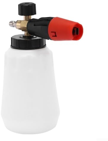 Pulvérisateur de mousse haute pression réglable avec une capacité de 1 litre et un connecteur rapide 1/4, conçu pour une utilisation avec des nettoyeurs haute pression pour une application contrôlée