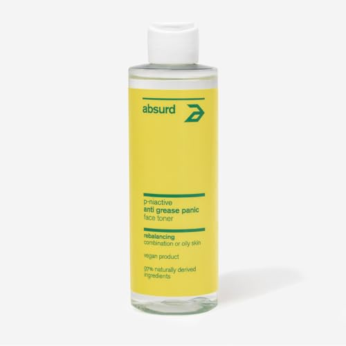 Absurd - Tonico Viso Perfezionatore Anti Grease Panic, 200 ml, Azione Riequilibrante e Astringente, con Niacinamide e Acido Azelaico, Fitocomplessi Iperfermentati, Per Pelli Miste o Grasse, Vegan