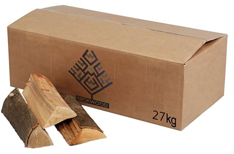 Brennholz Buche, Kaminholz mit Rinde, Feuerschale für Öfen, Grill, Buchenholz, Holzscheite 33 cm ofengetrocknete Buchenholzscheite, wählbar von 27 bis 270 kg, Menge: 27 kg