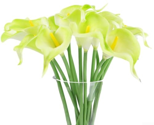 Gettimore Ramo de flores artificiales de lirio de cala de poliuretano para decoración de bodas, hogar y exteriores, 10 unidades