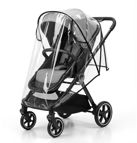Universal Rain Cover for Pushchair, Transparent Pram Rain Cover for Stroller Foldable Ra in Cover for Pram Waterproof & Breathable Pr am Cover Baby Buggy Cover Protect from Sun Wind Snow