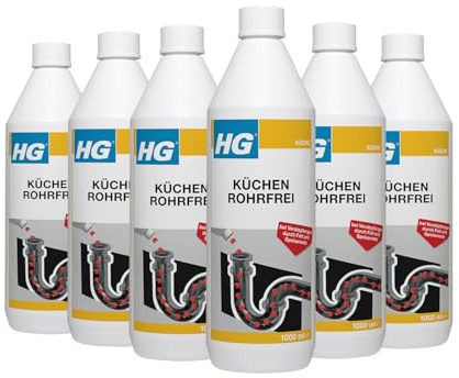 HG Küchen Rohrfrei – Abflussreiniger speziell für Küchenabflüsse – Fettlösend – 6er Set