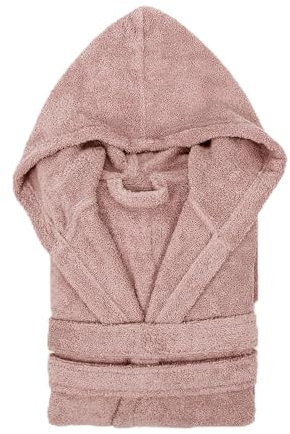 TRAMAS+ Albornoz de Baño Unisex 100% Algodón 450 GR con Capucha Dos Bolsillos y Cinturón Ajustable Alta Absorción Secado Rápido Certificado OEKO TEX - M, Rosa Keike