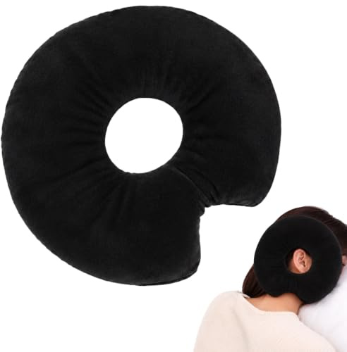 Wotrilw Coussin Piercing Oreille, Oreiller Donut avec Trou pour Dormeurs sur Le Côté, Rembourrage Ajustable, Coussin Anneau Confortable pour Sommeil, Voyage, Maison et Usage Quotidien