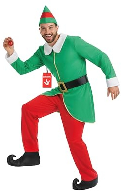 Fun Shack Vuxna älvdräkt män älva outfit jultomte hjälpare jul maskeraddräkt herr julkostymer för män M