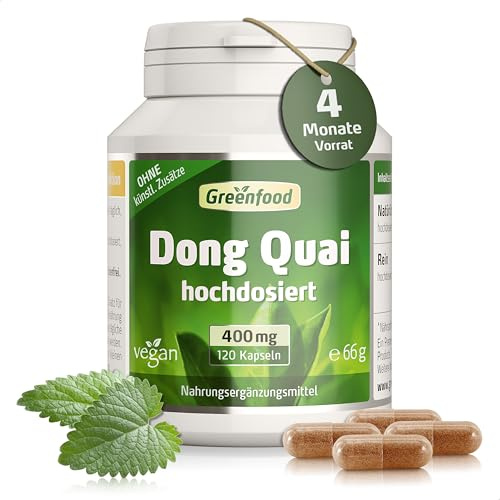 Dong Quai, 400 mg, hochdosiert, 120 Kapseln - OHNE künstliche Zusätze | Vegan, 10:1 Extrakt, Traditionelle chinesische Wurzel, Ohne künstliche Zusätze, Laborgeprüft