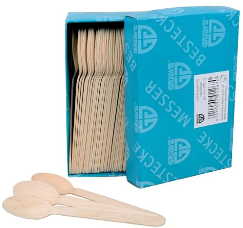 GRÄWE Einwegbesteck Holz-Löffel, 100 Stück, Holzbesteck, umweltfreundlich aus Holz, biologisch abbaubar