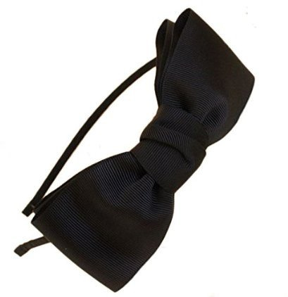 Miya hochwerige süß Mädchen Haareif Haarband mit schöner großer Schleife aus Satin in schwarz, Haarschmuck Stirnband (Schwarz)