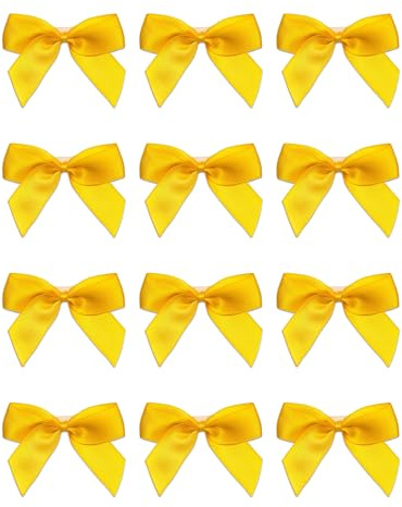 Italian Options 5 cm Satinschleife (Selbstklebend) 12 Stück – Gelbgold – Sonnengelb