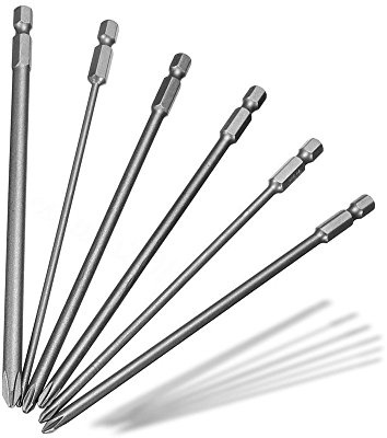 Bestgle 6Pcs 1/4 Inch Hex Shank Magnetic Long Phillips Cross Screw Head Screwdriver Bits, 5.9 Inch (150mm) Length