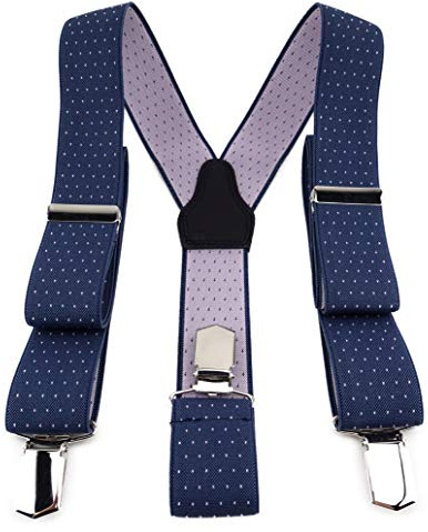 TigerTie Unisex Hosenträger in Y-Form mit 3 extra starken Clips - Farbe in gepunktet - hochwertige Verarbeitung - Breite 35 mm