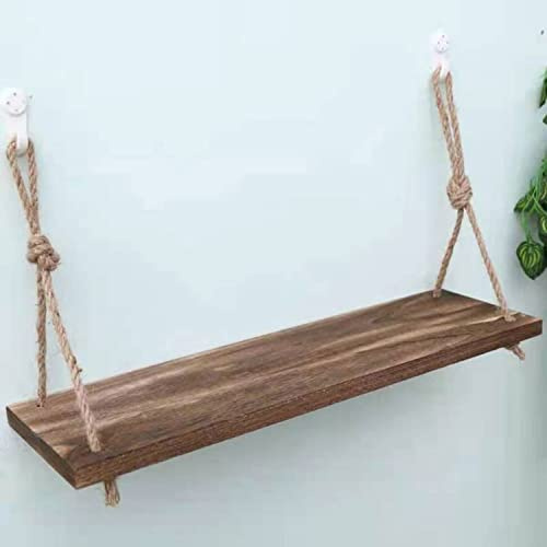 Mensola decorativa da parete, in corda di iuta, montaggio a parete, organizer per foto, decorazione da parete per camera da letto e soggiorno (30 x 15 x 16 cm, strato singolo)