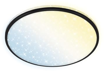 BRILONER - LED Deckenlampe flach Smart Home, funktioniert mit Alexa, Fernbedienung, Lampe, Deckenleuchte, Wohnzimmerlampe, LED Panel, Schlafzimmerlampe, Deckenbeleuchtung, 49x7,7 cm, Schwarz