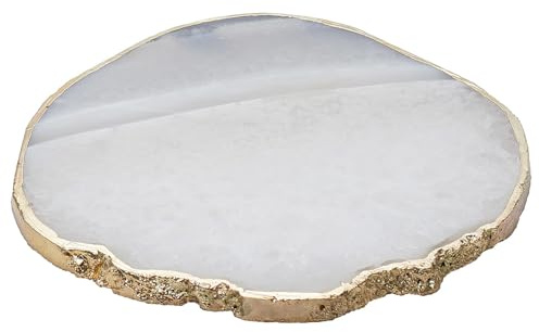 BUTLERS Edelsteinuntersetzer rund 10cm aus weißer Quartz -CRYSTAL- Tischuntersetzer für Kaffeetassen, Weingläser, Trinkgläser | moderne Tischdeko, Gläser, Geschirr & Küche Accessoires