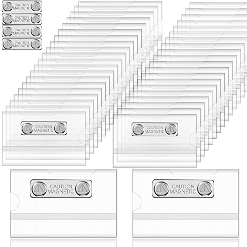 Magnetische Namensschilder Magnete Ausweishalter Magnete Ausweishüllen 3,5 x 2,1 Zoll Kartenhalter Namensschild mit Magnet für Schule Hochschulen Firma Arbeit Business (50)