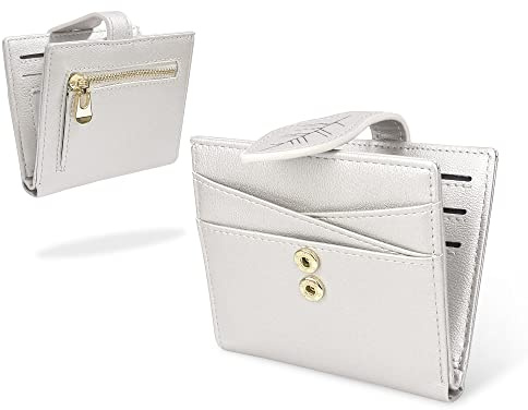 conisy Geldbörse Damen Klein, Dünn Portemonnaie Damen mit Reißverschluss Münzfach, Geldbeutel Frauen mit RFID Schutz (Silber)
