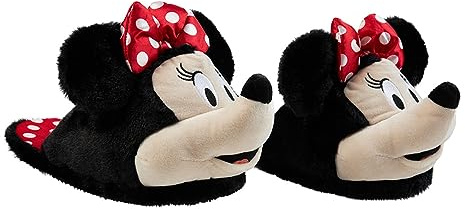Disney Hausschuhe Damen- Komfortable Damen Hausschuhe in Größen 34-41 - Hohen passend Teenager Madchen- Gästehausschuhe Wintertauglich (Schwarz Minnie, 38-39)