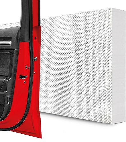 STRACKS® 4X Garagen Wandschutz je 40 x 20 x 3cm Extra Dicker Türschutz – Für Ihr Auto und die Garagenwand – Selbstklebender Türkantenschutz – 4er Set Karomuster, weiß