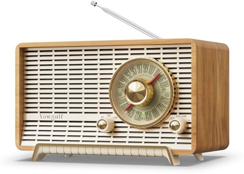 YOWGUIF AM FM Radio Classic Retro Wood Table Radio Bluetooth Speakers Radios Plug-in Wall with Rotary Knob Great for Home, Office