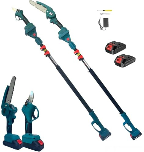 OISE ART STORE Trade Shop - Kit per Potatura Professionale Mini Motosega + Forbice Cesoia + Asta Telescopica