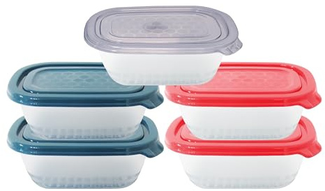 Neez Frischhaltedosen mit Deckel (5 Behälter + 5 Deckel) Plastik Gefrierdosen, BPA-freie Lebensmittelbehälter, Spülmaschinen und Mikrowellengeeignet Vorratsdosen (500ml)