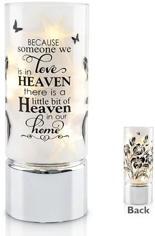 Rhytsing Memorial Gift - Battery Operated Flameless Candle with Timer Function, Glass Cylinder Lantern with Fairy Lights, Expressing Sympathy for The Loss of Someone We Loved - D 8 cm x H 20cm