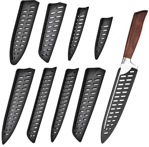 8 Stück Messerschutz, Klingenschutz in 8 Größen, Messerschutzhüllen, Schwarz Universal Messerschutzhülle, Küchenmesser Schutzhülle, Kunststoff Klingenschützer für Verwendung mit Vielen Messertypen
