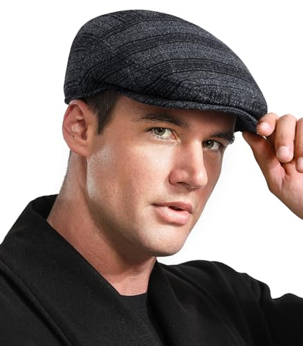 Wantonfy Schirmmütze Herren Barett Cap Schiebermütze Flat Baskenmütze | Newsboy, Winter,Warme