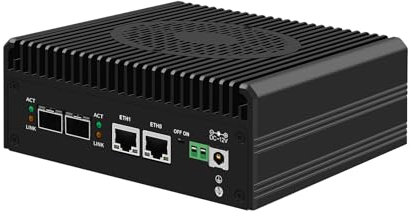 HUNSN Firewall Appliance, Mini PC, PFSense, Mikrotik, OPNsense, VPN, Router PC, I3 N305, RJ63, 2 x 226-V LAN, 2 x SFP+, 2 x HDMI, TF, Type-C, Phoenix Terminal, 0 RAM, 0 Storage, Barebone No System