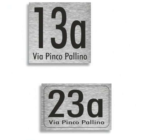 Numero Civico personalizzato – Alluminio DiBOND Moderno – Ideale per Esterni – Design Arial Alta Visibilità (Argento Spazzolato, 10x10cm)