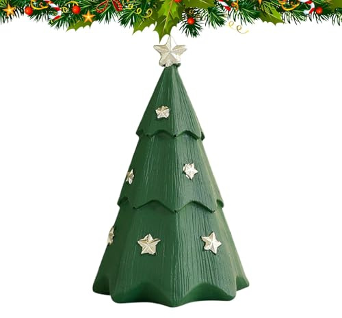 Weihnachtsbaum, Weihnachtsdorf-Bäume – handgefertigte Weihnachtsbaumstatue – Tischdekoration für Ferienhaus, Urlaubsbaum, Miniatur, niedlich für Tischregal