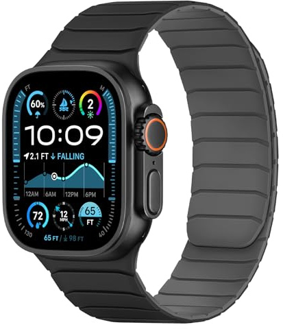 Tasikar Correas Magnéticas Compatible con Apple Watch 49mm 46mm 45mm 44mm 42mm Silicona Suave Correa de Repuesto Tipo Bucle para iWatch Ultra 3 2 1 SE Series 11 10 9 8 7 6 5 4 3, Negro-Gris
