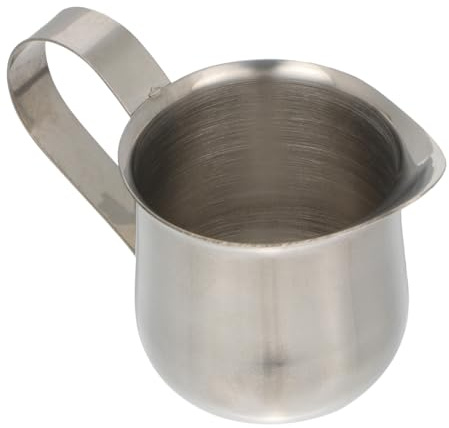 Milchaufschäumkännchen aus Edelstahl 50ml 2 Oz Silber | Rund mit Spitz Zulaufender Ausgussöffnung, Leicht zu Waschen, für Kaffeehaus und Zuhause