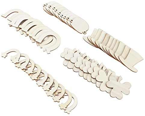 50 trucioli di legno decorativi, 60 mm, 5 stili, sagome di legno per decorazioni natalizie