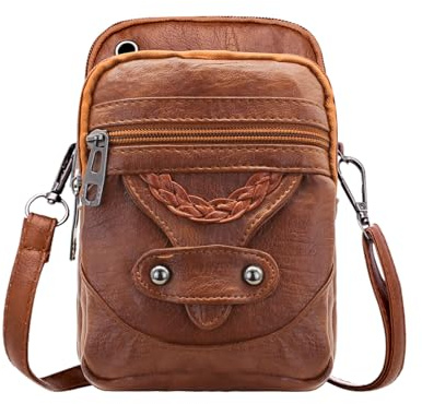 AdiStylinno Crossbody Phone Bags for Women, Small Vintage Soft PU Leather Crossbody Bag with Headphone Jack, Cellphone Purse Small Shoulder Bags with Detachable Shoulder Strap