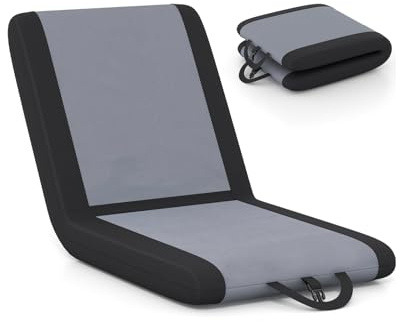 GOPLUS Chaise de Sol Pliante, Siège de Stade avec Dossier Inclinable à 6 Positions, Coussin Rembourré, Support Dorsal, Chaise de Gradin Portable avec Poignée de Transport
