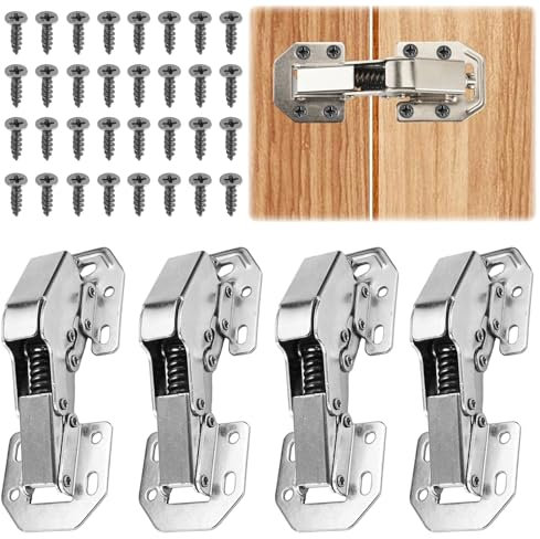 Jiavlyx 4 Pezzi Soft Close Cerniera, Cerniere Mobili 90 Grado, 112 × 43mm Cucina Cerniere Armadio Porta, Con Chiusura Morbida Ammortizzatore Acciaio E 32 Viti, Per Armadi, Mobili, Cassett