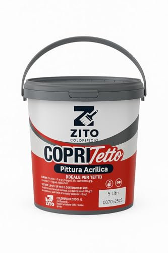 DI.M.EL. S.R.L. Pintura para mantos bituminosos | Techos y cemento | Pintura acrílica impermeable | Bidón de 5 L – 14 L | Blanca | Gris (gris, 5 litros)