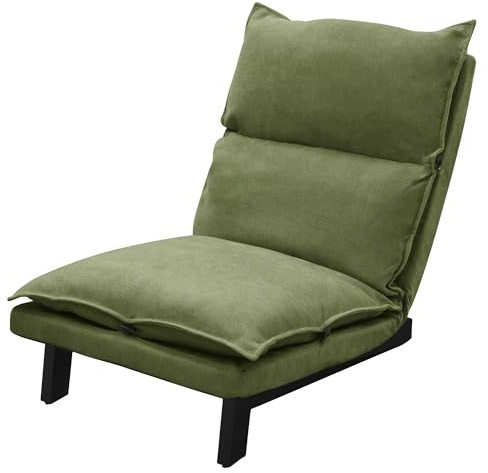 ML-Design Golvstol Grön Klädd Golvstol med Justerbart Ryggstöd Linneöverdrag Stålram Loungestol Sittdyna Golvsoffa Golvsits Golvdyna Avslappningsstol Meditationsstol Lat Soffa för Komfort och Stil