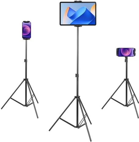 Phone Tripod Phone Tripod Stand Tablet Floor Stand Tripods, 65 Adjustable Tablet Floor Stand Height Adjustable Phones Floor Tripods Holder Compatible with iPhone 16/15/14/13/12/12 pro/11