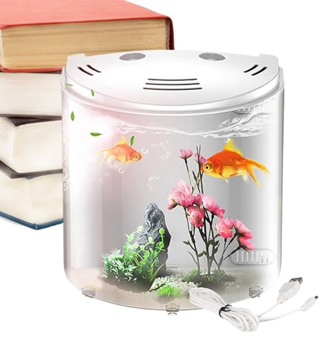 FiskTistanta - Nano Aquarium Starter Kit med Filter, Akrylmaterial Mini Skrivbord Liten Fisktank - 10 färger Nano Akvarium Justerbar Akvarium, För Fisk Behållare