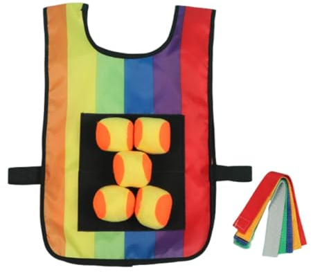 JWQFBC Gioco della Palla Appiccicosa con Giubbotto, Giocattoli da Dodgeball, Gioco di Palla Cooperativo Genitore-Figlio, Comodo Lancio, Tirata E Presa, Code di Giubbotto E Palle