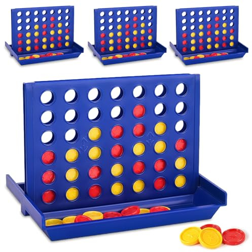 AMFUN 4PC 4 in Einer Reihe, Familie Brettspiele für Kinder 3+ & Erwachsene, Klassisches Strategiespiel für 2 Spieler, Pädagogische Spielzeuggeschenke für Kinder Geeignet (klein)