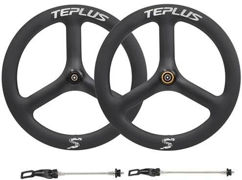 Fahrrad-Radsatz 20 Zoll Kohlefaser Einteilige Fahrradräder 3-Speichen-Felge Scheibenbremse Schnellspanner 100 Mm/135 Mm for Falträder/BMX-Räder(Black)